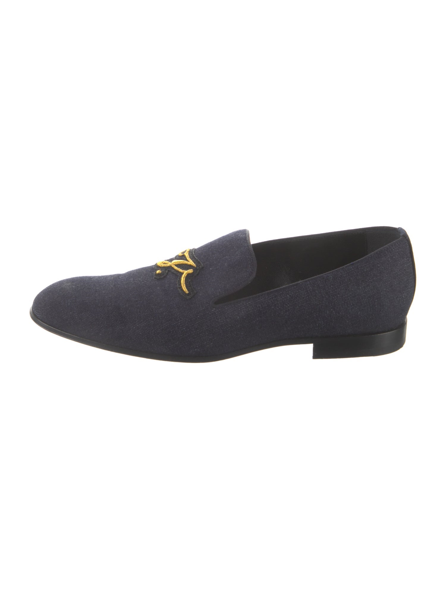 Louis Vuitton Denim Embroidered Accent Slippers